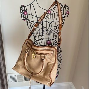 Large Tan Crocodile-texture Michael Kors Handbag